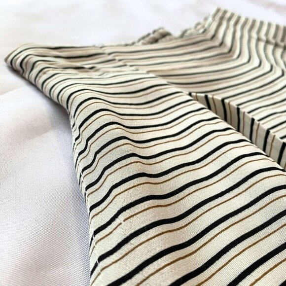 NWT FAITHFULL THE BRAND WHITE BLACK BROWN STRIPED PLEATED WIDE LEG HANDMADE PANT - Picture 7 of 9